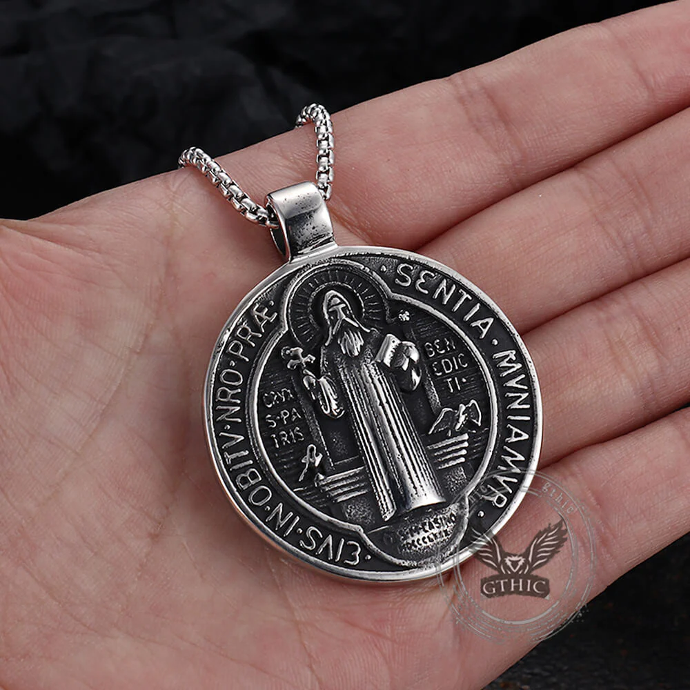 18677-vintage-st.-benedict-medal-stainless-steel-pendant-3.webp Vintage St. Benedict Medal Stainless Steel Pendant