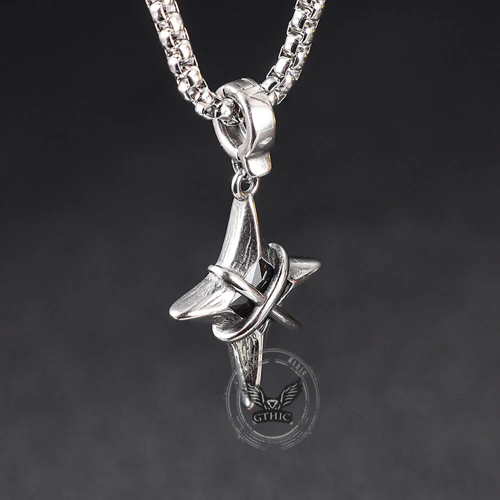 Hip Hop Gem Four-Pointed Star Stainless Steel Pendant