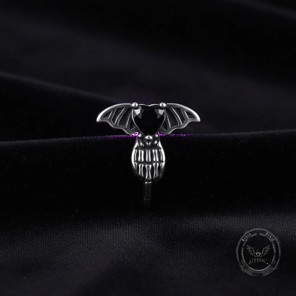 Punk Claw Black Zircon Wing Stainless Steel Screw Earrings