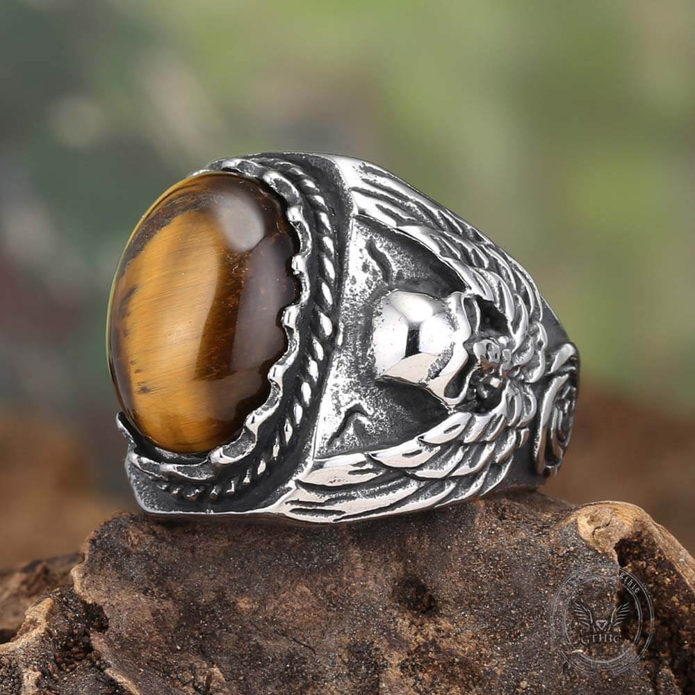 Personalized Vintage Turquoise Stainless Steel Skull Ring