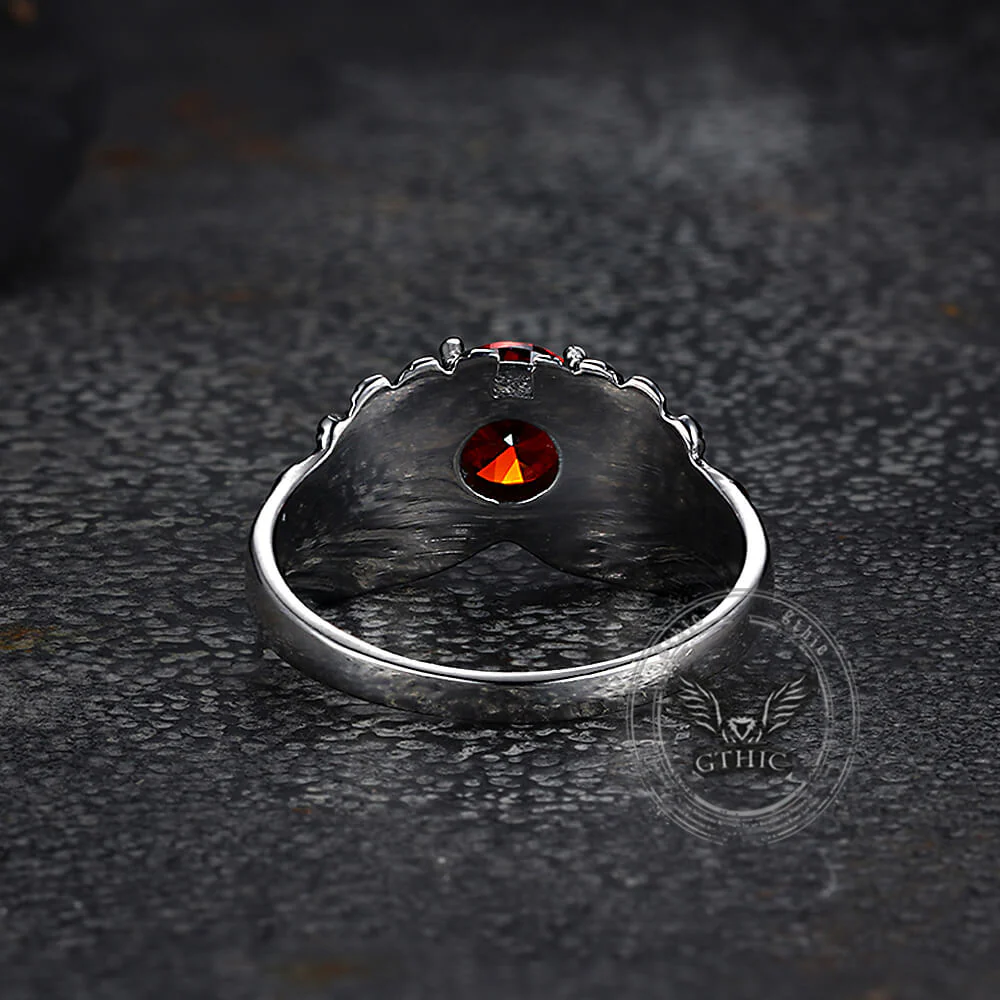 Vintage Gem-Set Wing Design Stainless Steel Ring