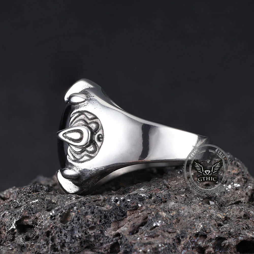 Punk Dragon Claw Gemstone Stainless Steel Ring