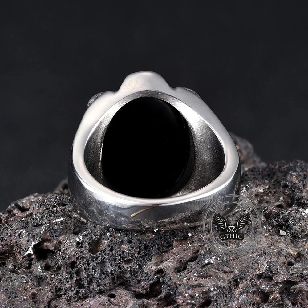 Punk Dragon Claw Gemstone Stainless Steel Ring