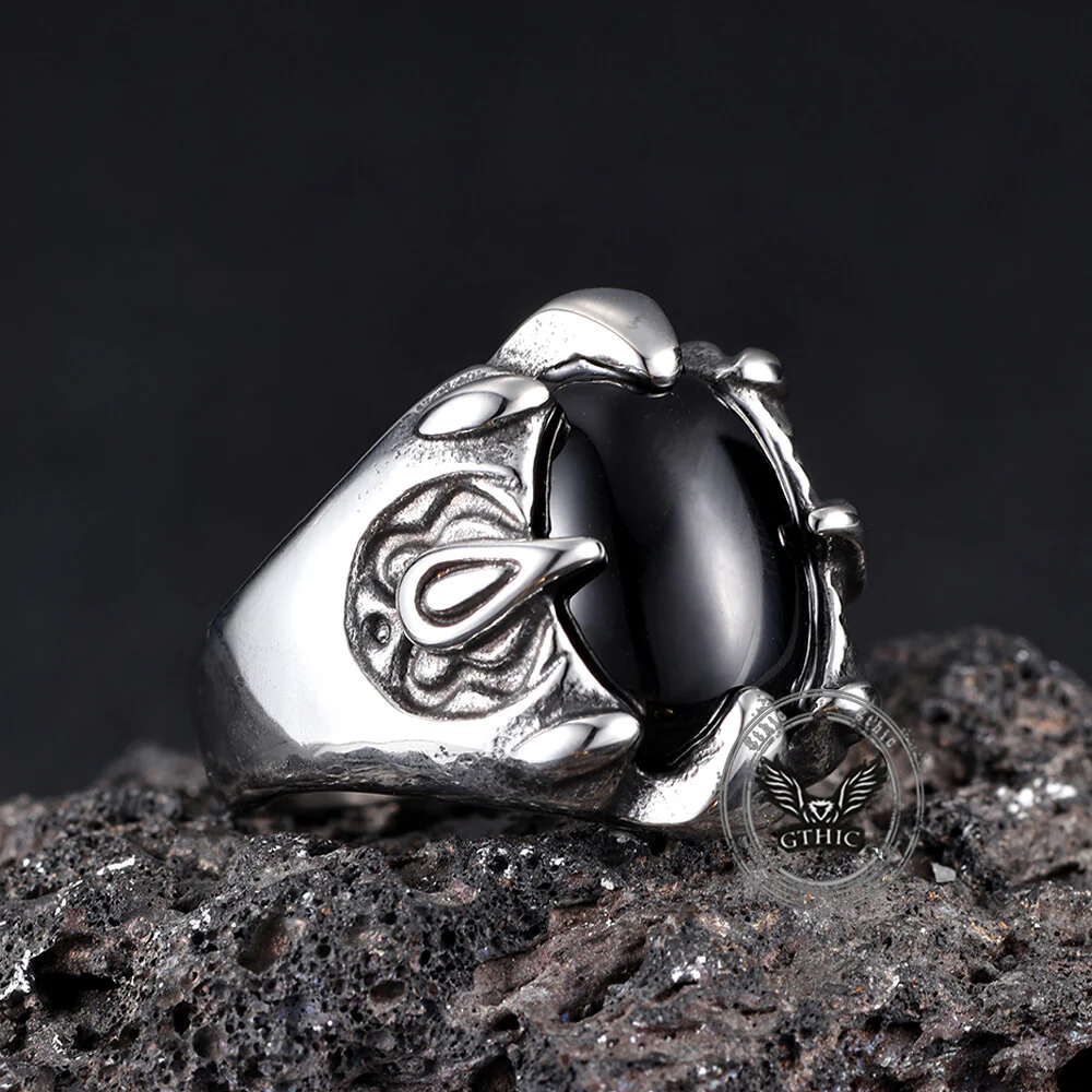 Punk Dragon Claw Gemstone Stainless Steel Ring