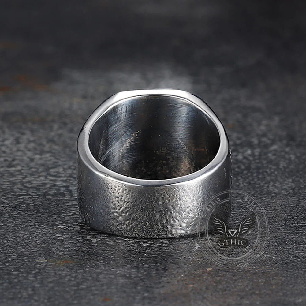Retro Koi Square Stainless Steel Lucky Ring