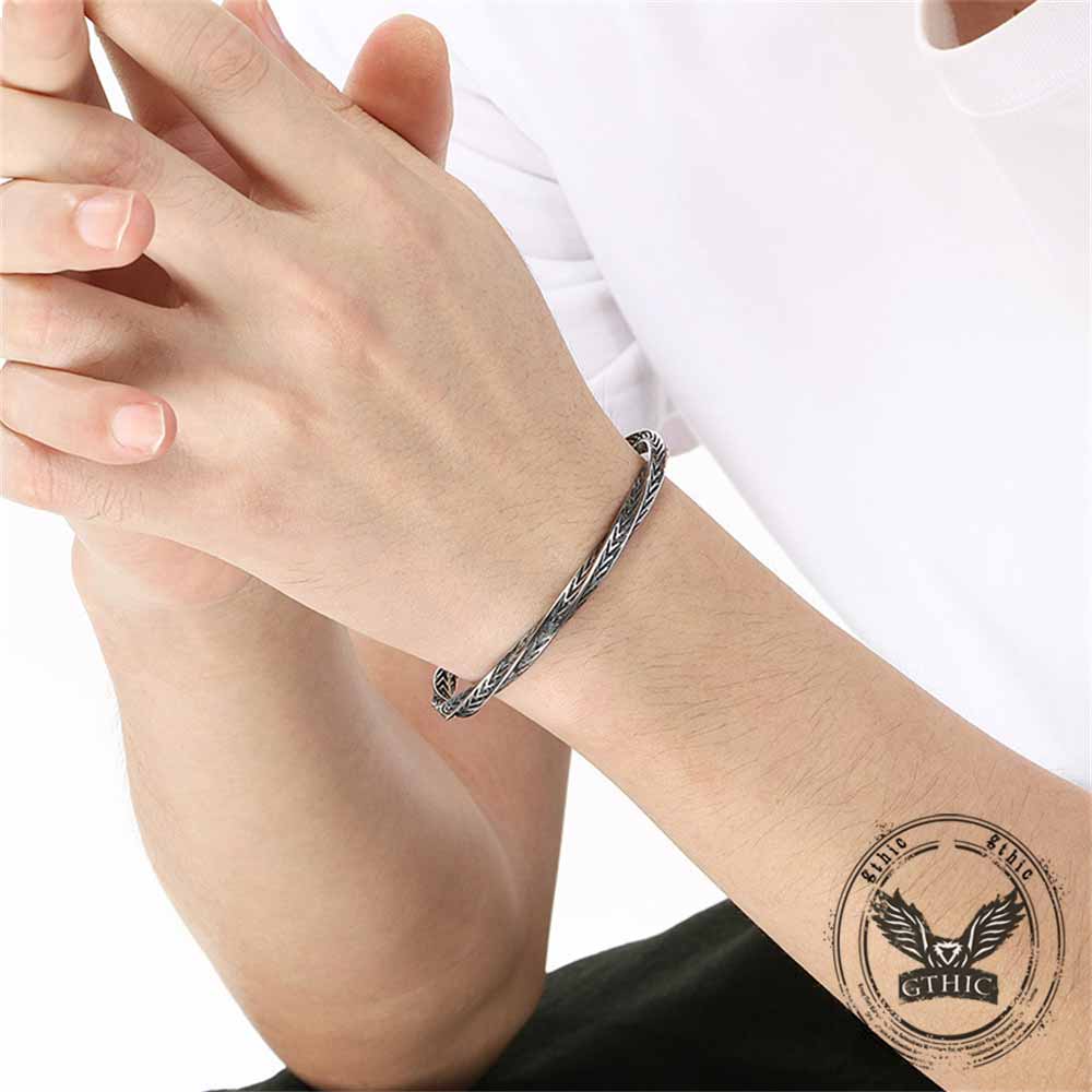 18922-viking-rune-mobius-twisted-stainless-steel-open-bracelet-3.jpg Viking Rune Möbius Twisted Stainless Steel Open Bracelet