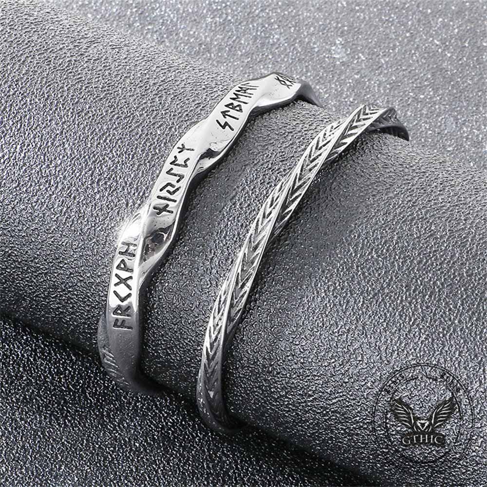 18922-viking-rune-mobius-twisted-stainless-steel-open-bracelet-4.jpg Viking Rune Möbius Twisted Stainless Steel Open Bracelet