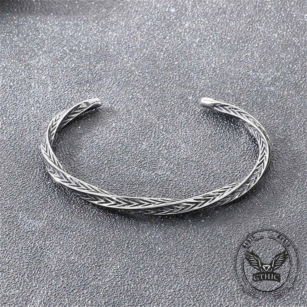 18922-viking-rune-mobius-twisted-stainless-steel-open-bracelet-5.jpg Viking Rune Möbius Twisted Stainless Steel Open Bracelet