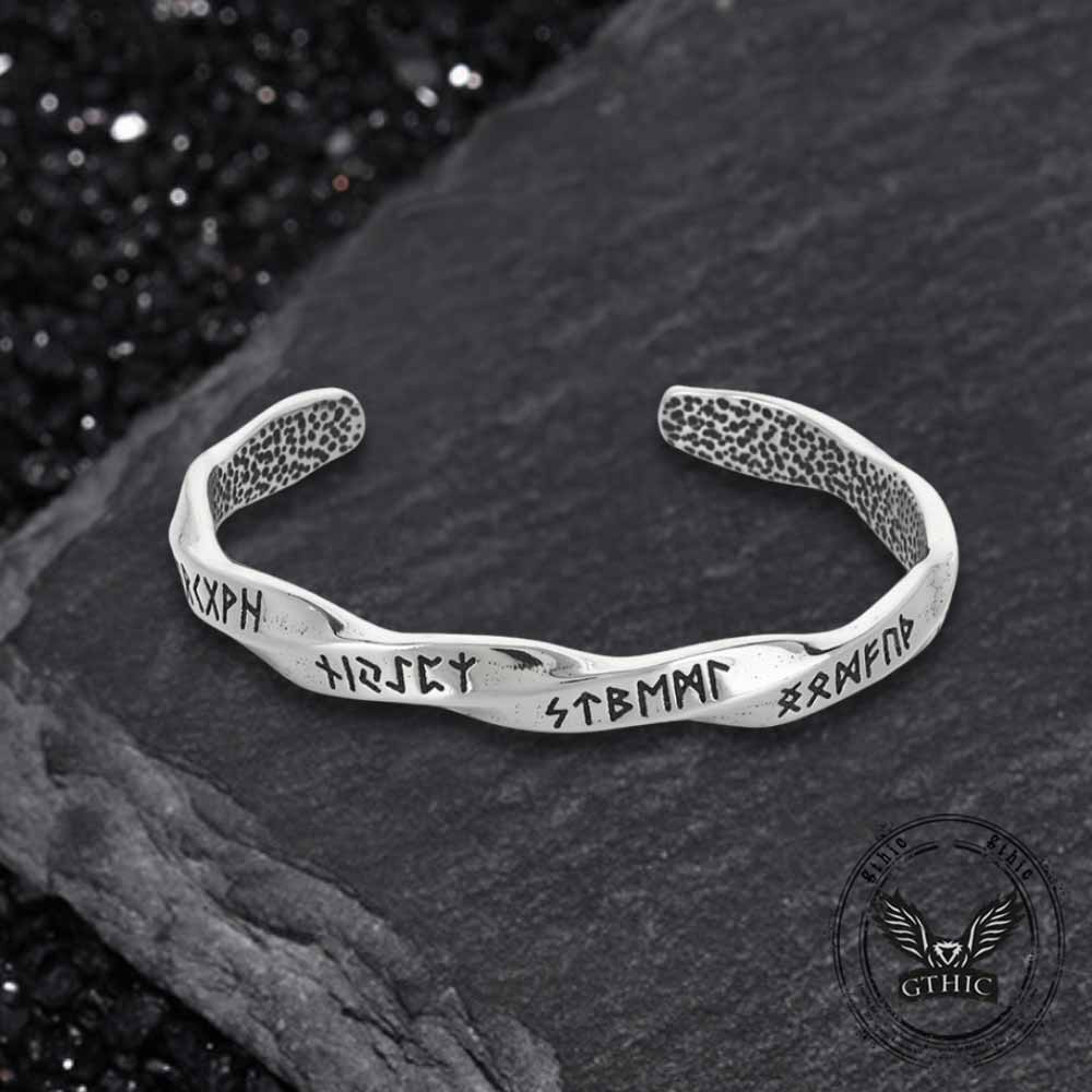 18922-viking-rune-mobius-twisted-stainless-steel-open-bracelet-6.jpg Viking Rune Möbius Twisted Stainless Steel Open Bracelet