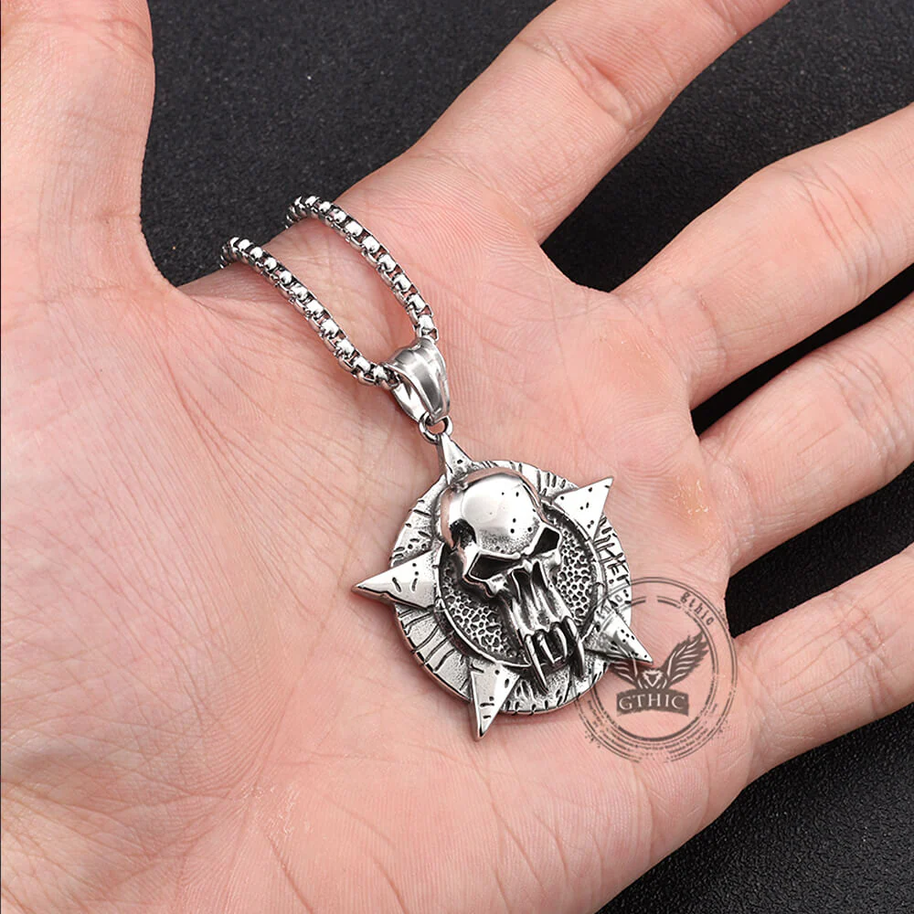 Punk Pentagram Skull Stainless Steel Pendant