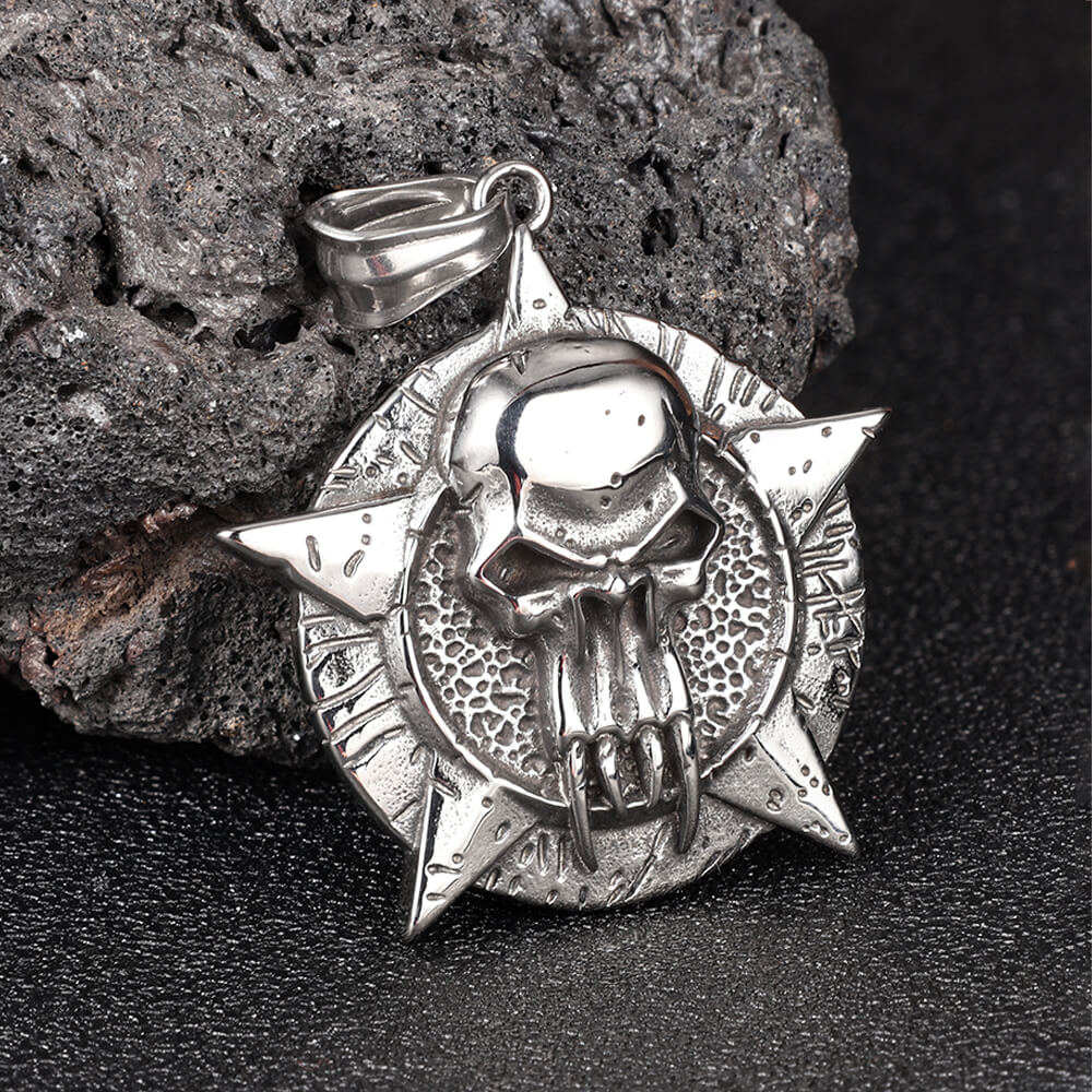 Punk Pentagram Skull Stainless Steel Pendant