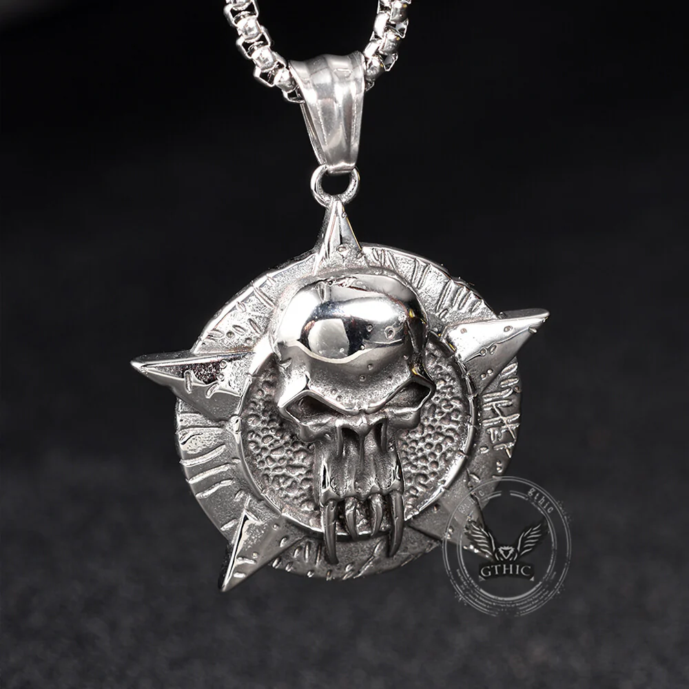 Punk Pentagram Skull Stainless Steel Pendant