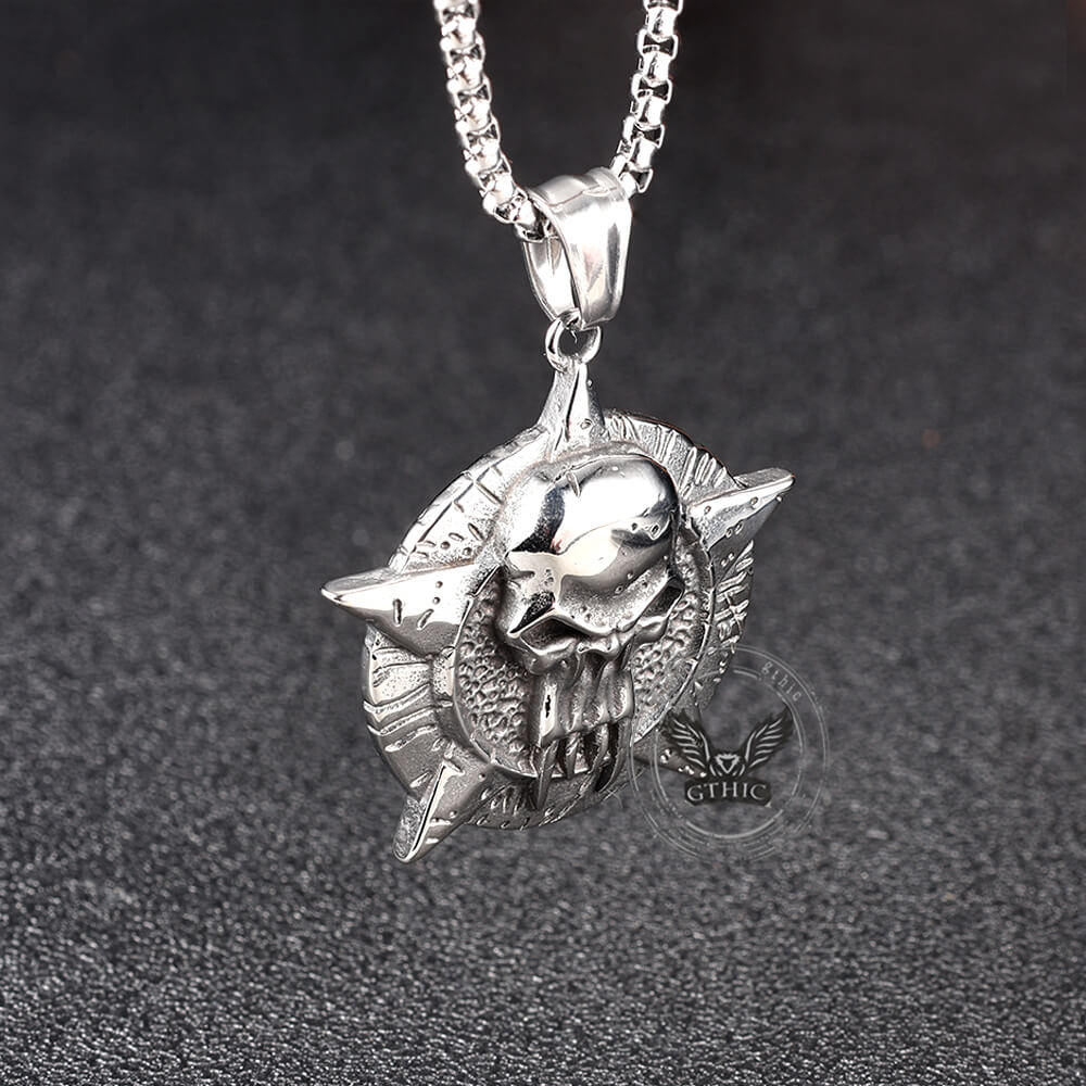 Punk Pentagram Skull Stainless Steel Pendant