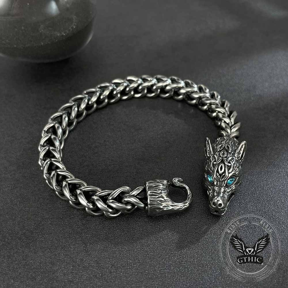18933-fenrir-wolf-head-gem-eye-stainless-steel-bracelet-1.jpg Fenrir Wolf Head Gem Eye Stainless Steel Bracelet