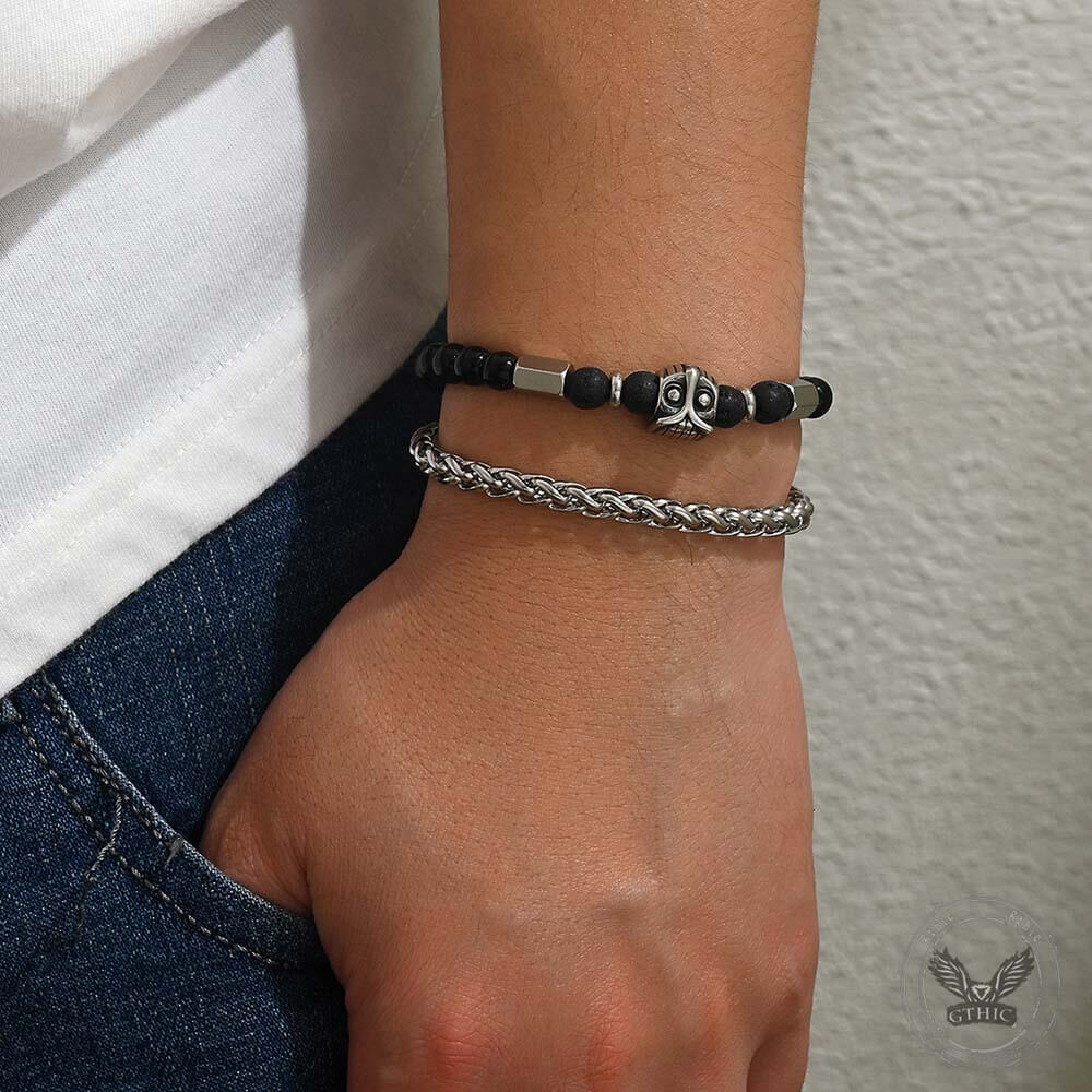Fashion Owl Double Chain Glass Crystal Stainless Steel Bracelet