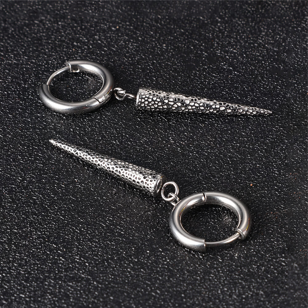 Geometric Cone Spike Stainless Steel Dangle Earrings