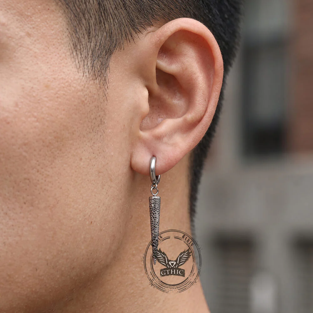Geometric Cone Spike Stainless Steel Dangle Earrings