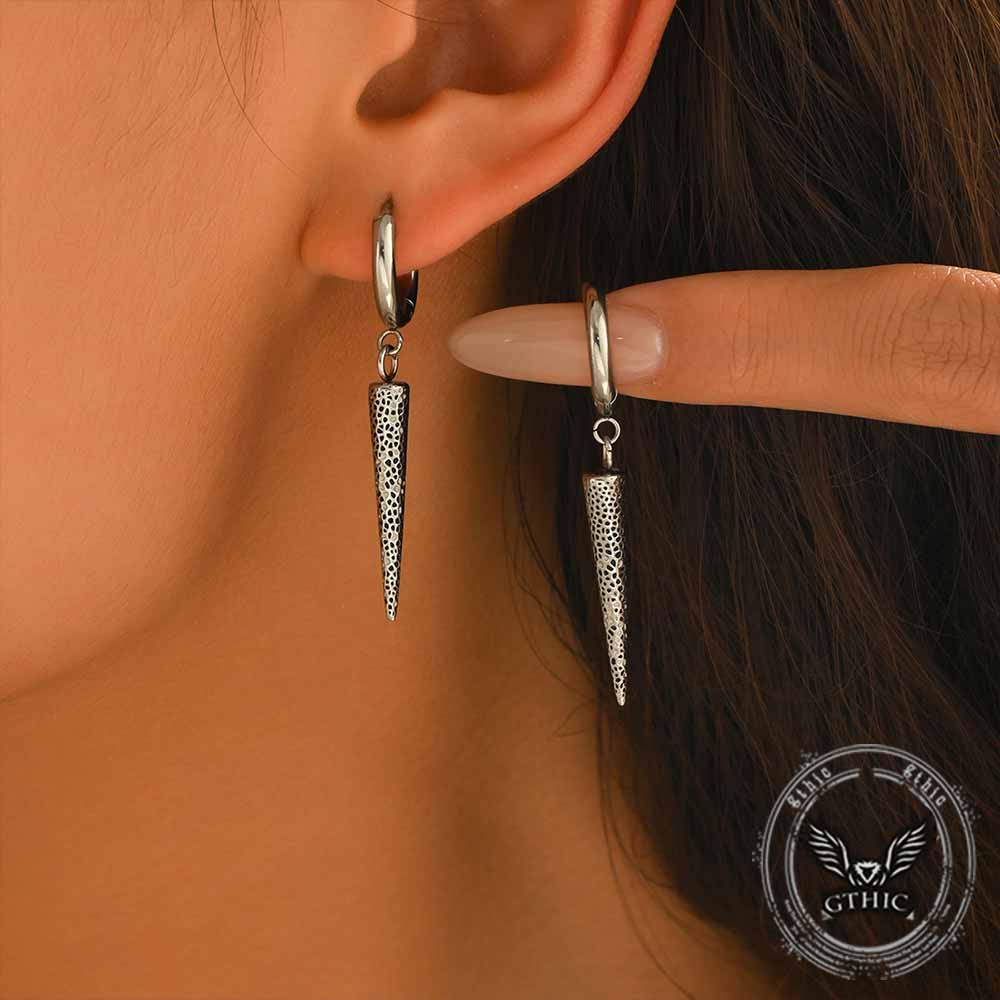 Geometric Cone Spike Stainless Steel Dangle Earrings