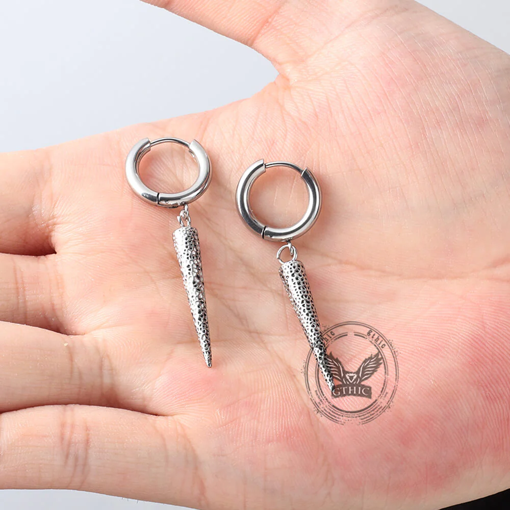 Geometric Cone Spike Stainless Steel Dangle Earrings