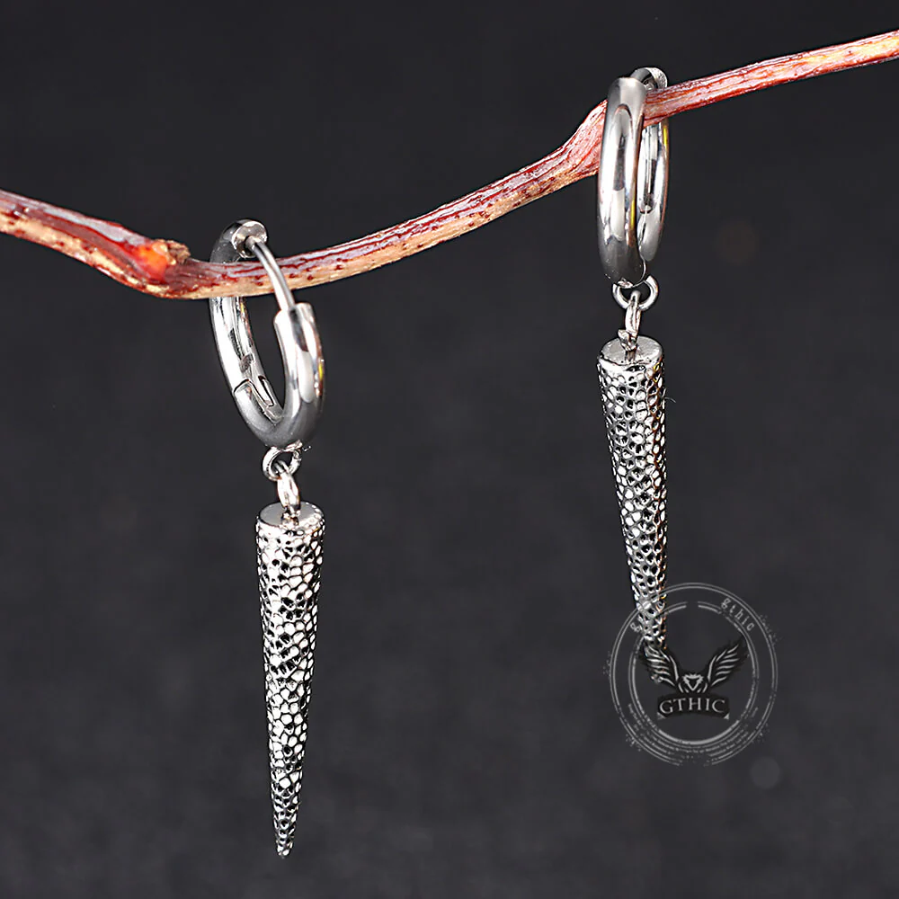 Geometric Cone Spike Stainless Steel Dangle Earrings