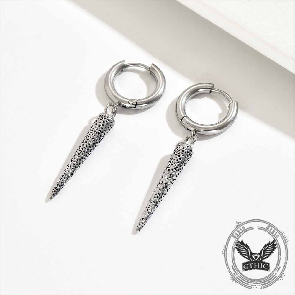 Geometric Cone Spike Stainless Steel Dangle Earrings