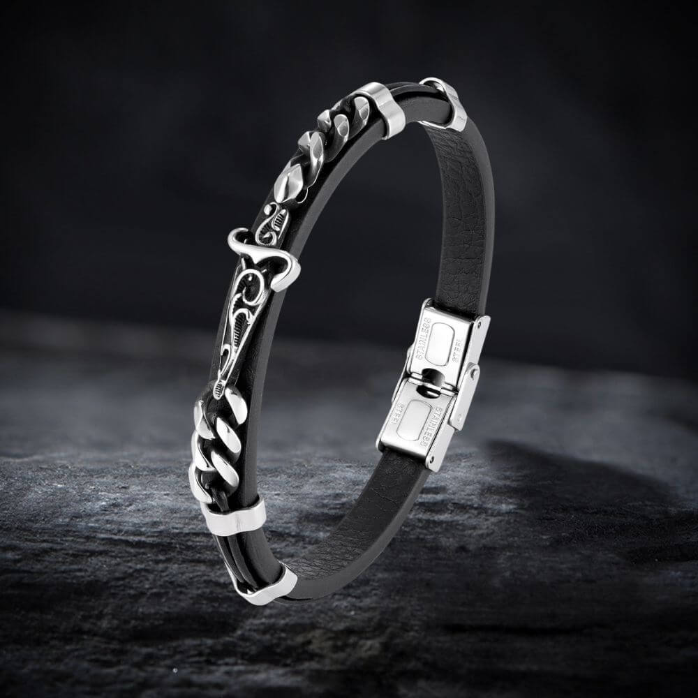 Punk Carved Totem PU Leather Bracelet