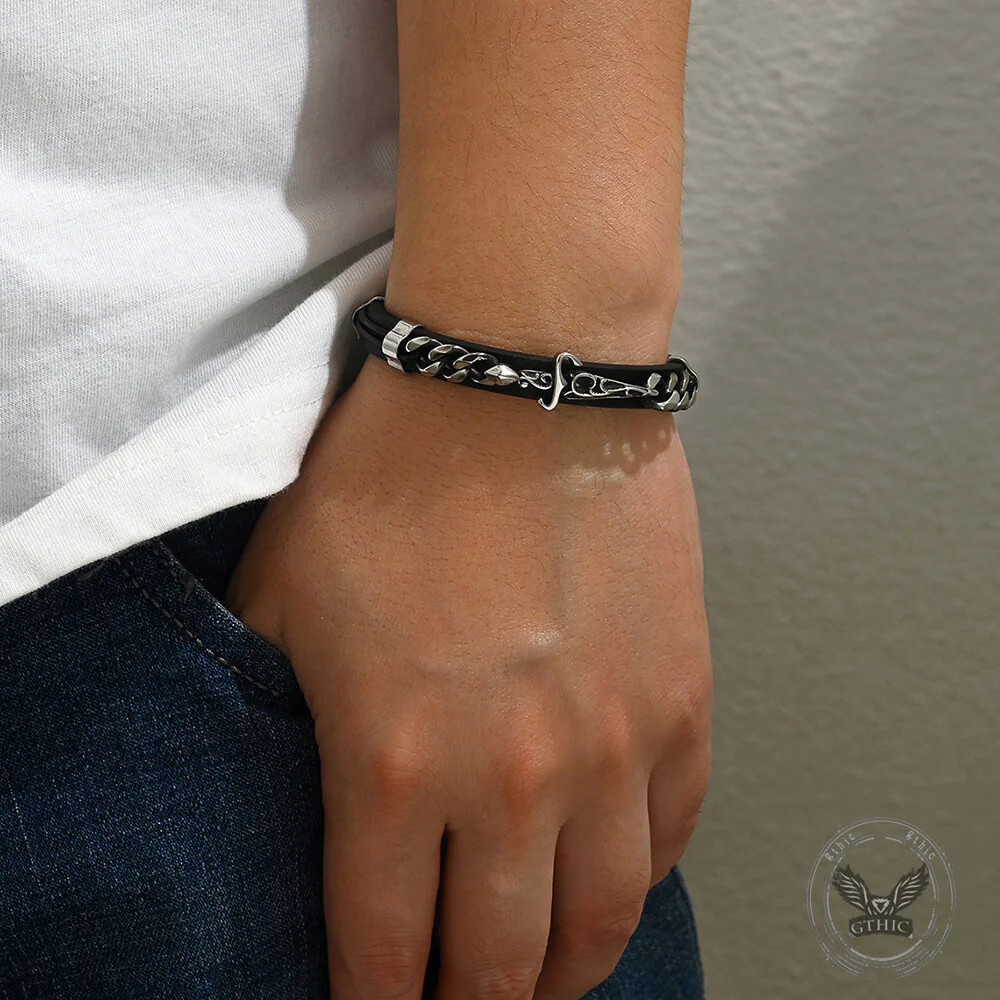 Punk Carved Totem PU Leather Bracelet