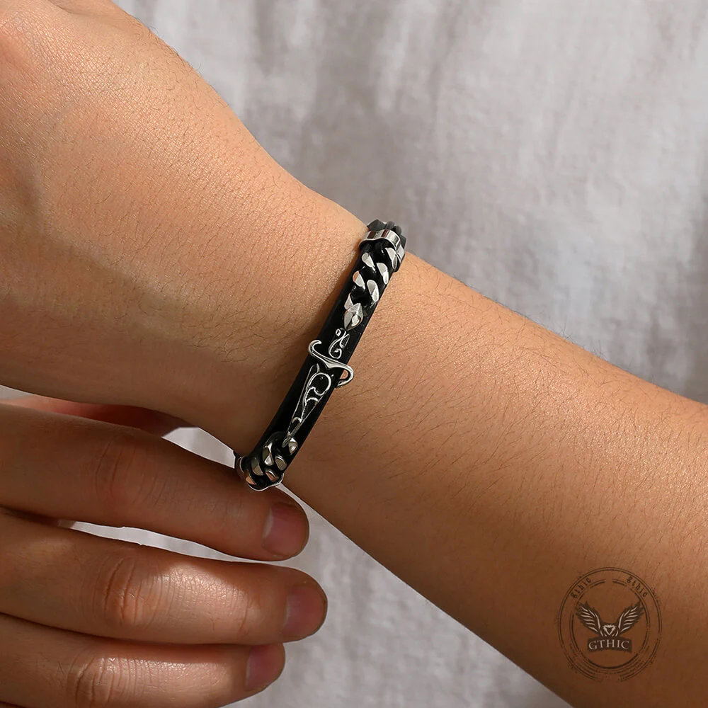 Punk Carved Totem PU Leather Bracelet