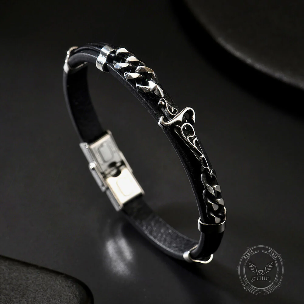 Punk Carved Totem PU Leather Bracelet