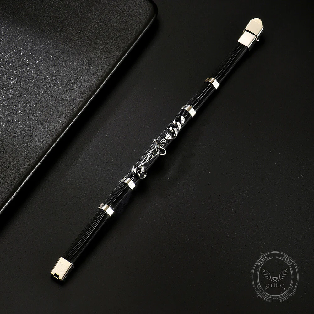 Punk Carved Totem PU Leather Bracelet