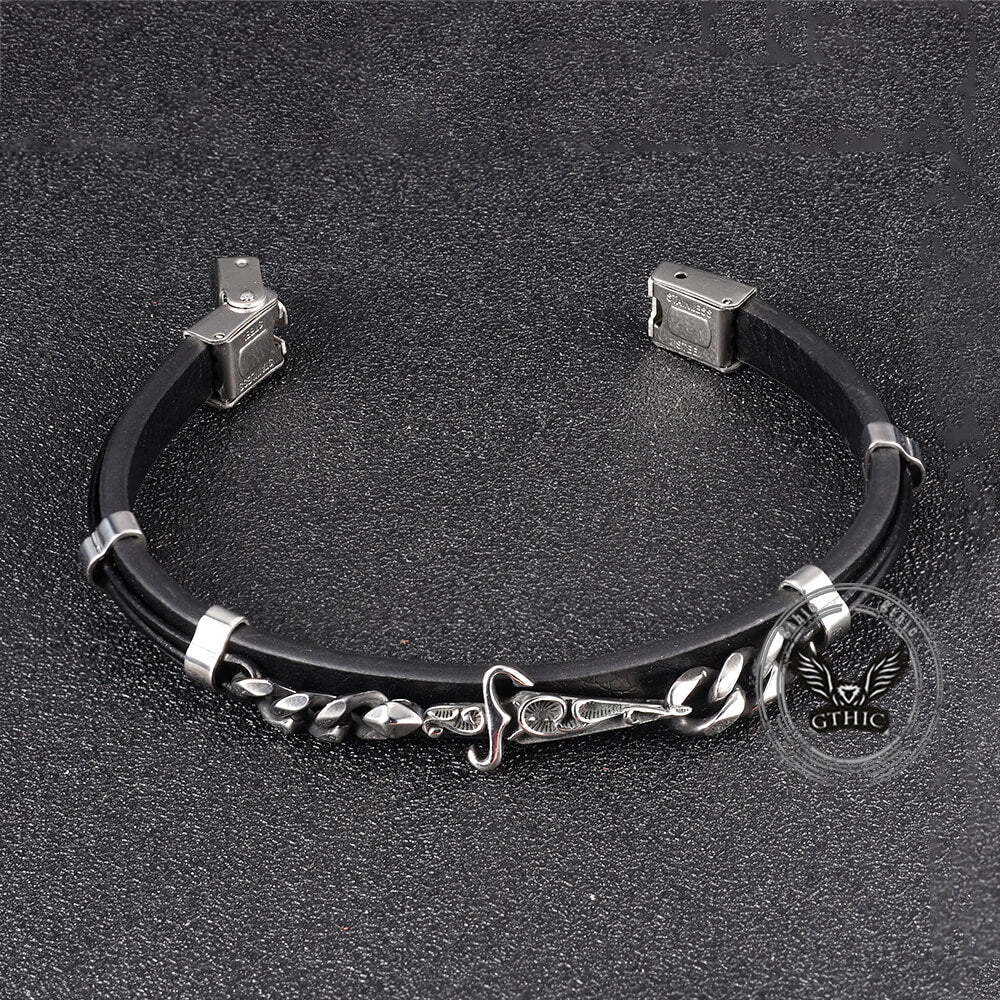 Punk Carved Totem PU Leather Bracelet