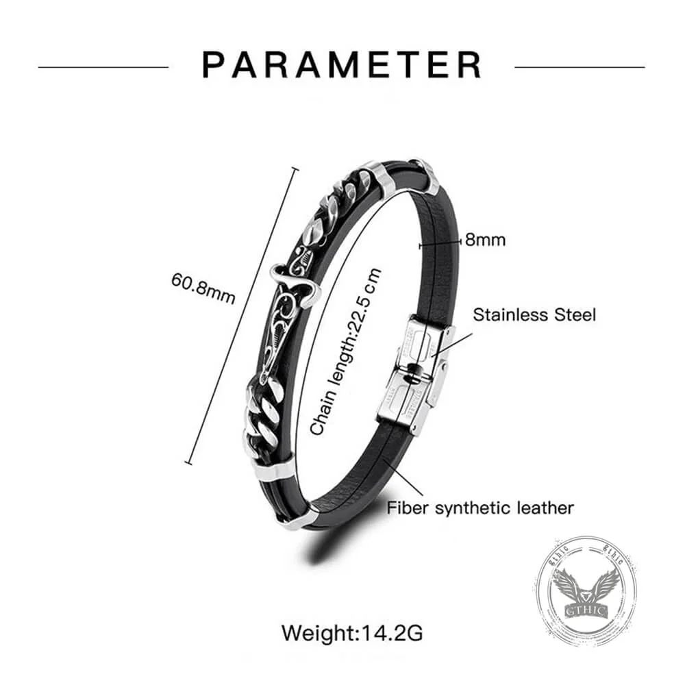 Punk Carved Totem PU Leather Bracelet