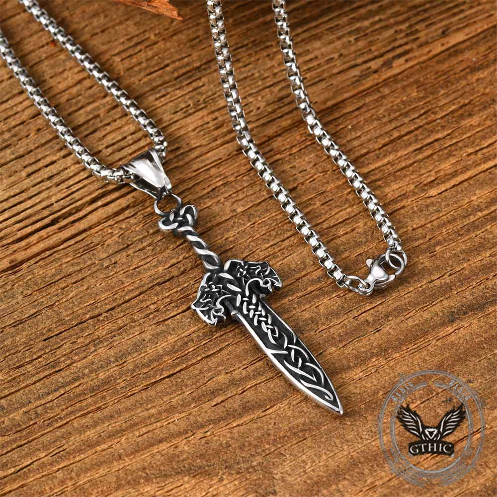 Nordic Celtic Knot Sword Stainless Steel Pendant