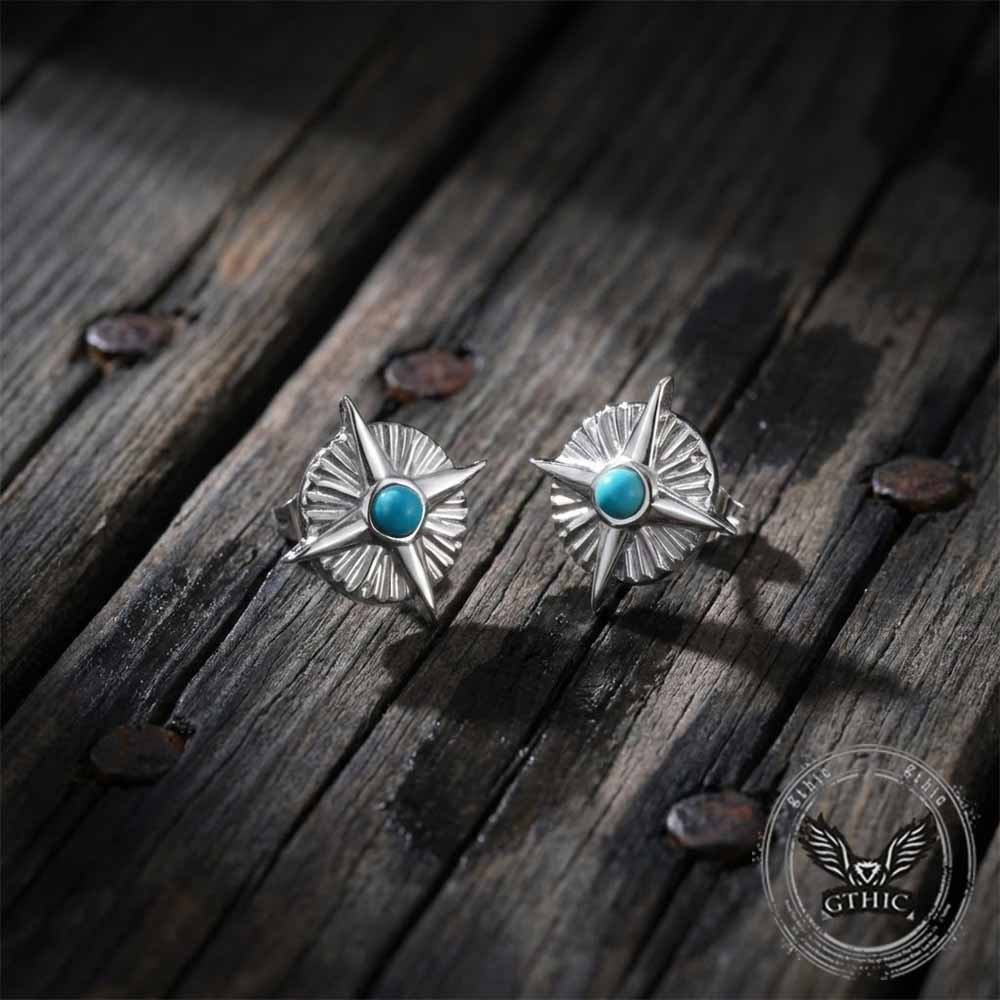 19046-north-star-turquoise-stainless-steel-stud-earrings-5.jpg North Star Turquoise Stainless Steel Stud Earrings