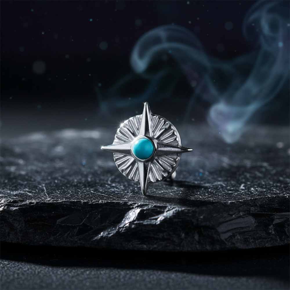 19046-north-star-turquoise-stainless-steel-stud-earrings-6.jpg North Star Turquoise Stainless Steel Stud Earrings