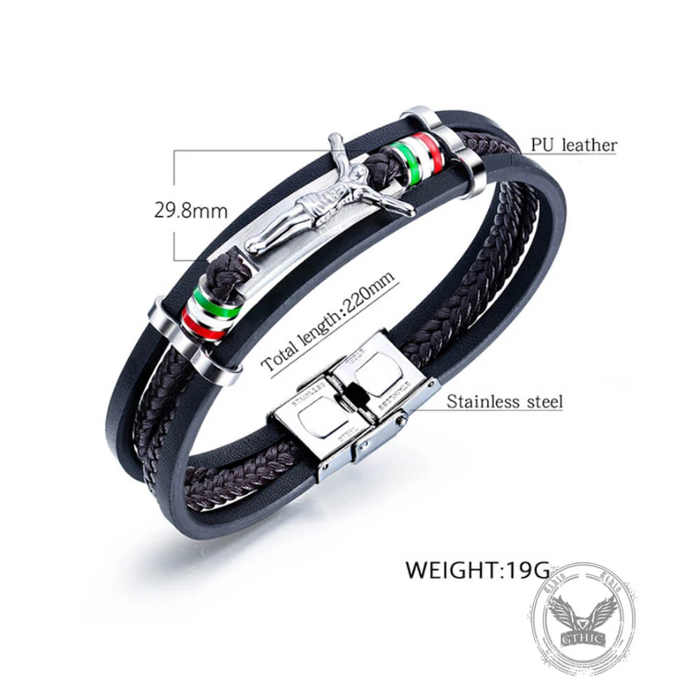 19056-punk-jesus-suffering-leather-woven-stainless-steel-bracelet-6.webp Punk Jesus Suffering Leather Woven Stainless Steel Bracelet