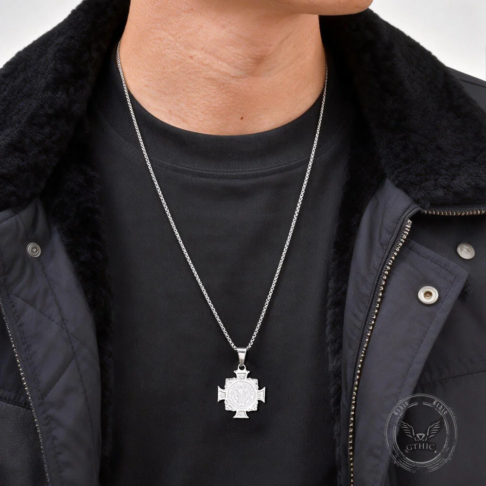 Vintage St. Benedict Cross Stainless Steel Pendant
