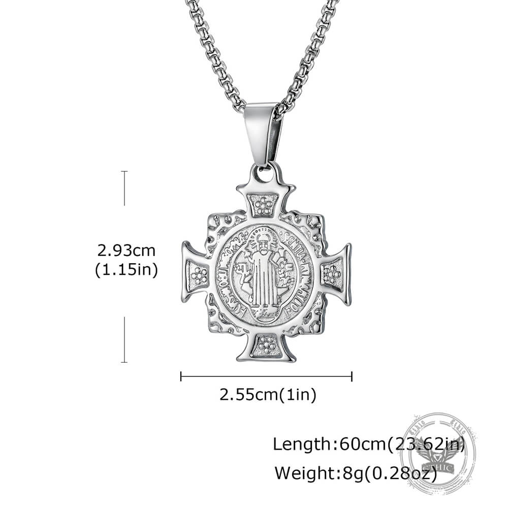 Vintage St. Benedict Cross Stainless Steel Pendant