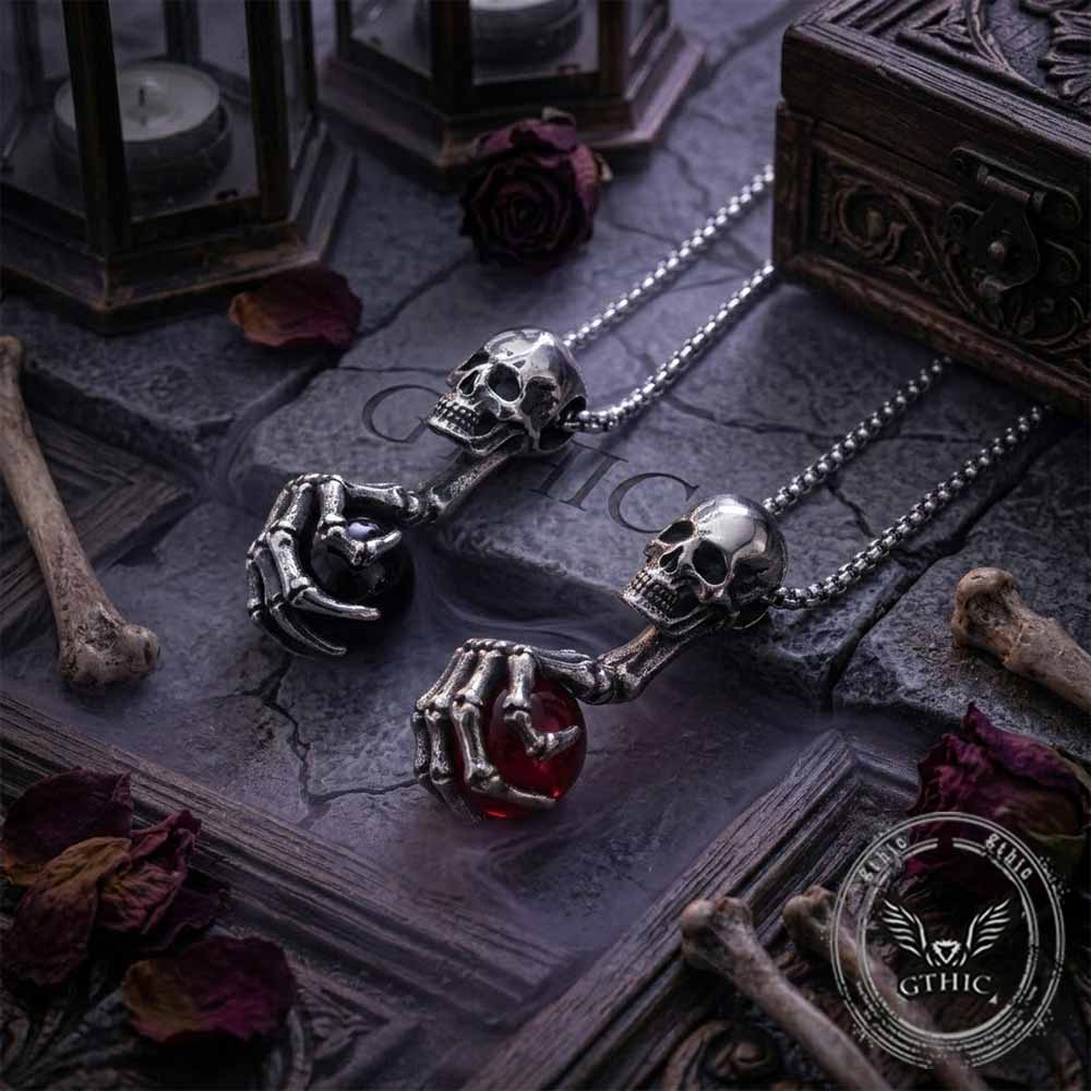 Vintage Skull Hand-held Gem Stainless Steel Pendant