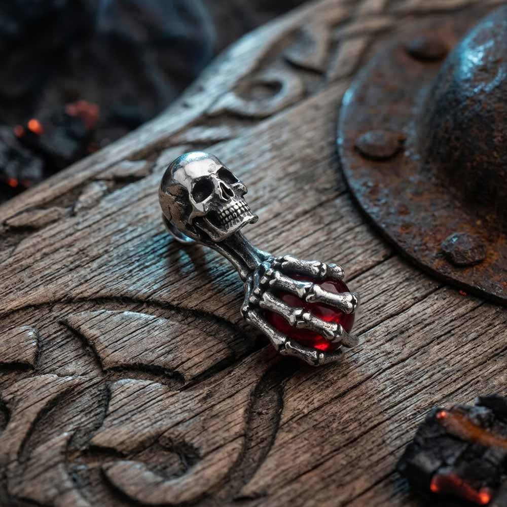 Vintage Skull Hand-held Gem Stainless Steel Pendant