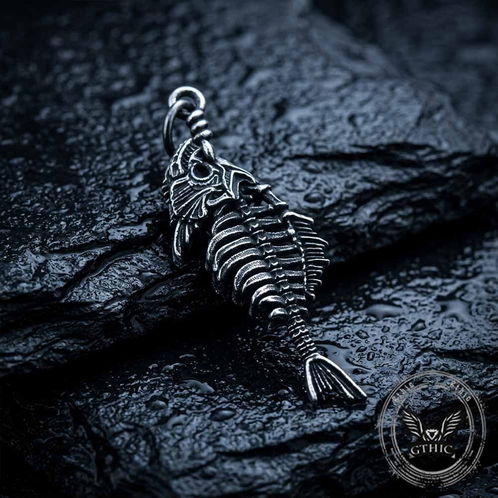 Vintage Fish Skeleton Stainless Steel Pendant