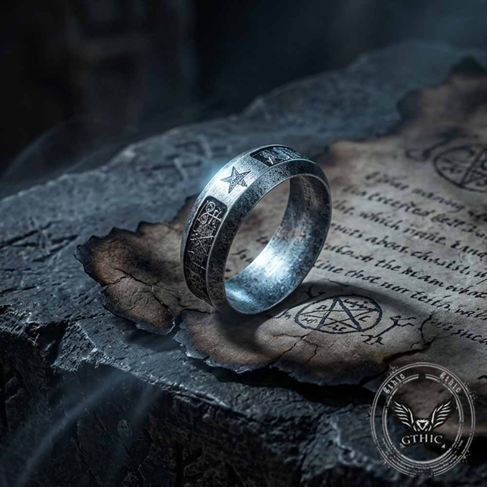 Vintage Pentagram Solomon Rune Stainless Steel Ring