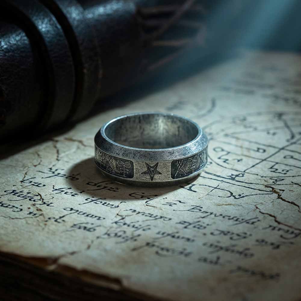 Vintage Pentagram Solomon Rune Stainless Steel Ring