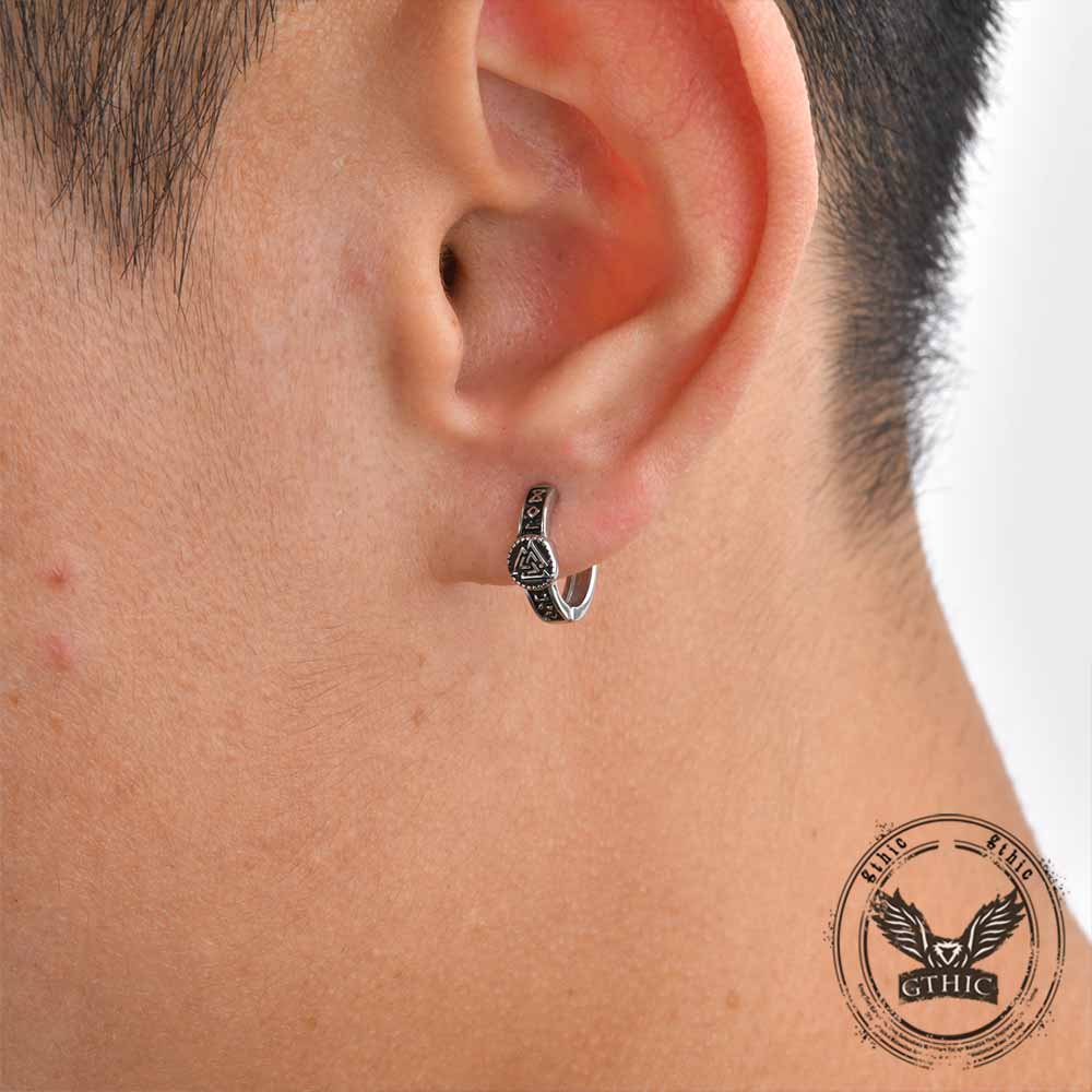 Nordic Valknut Wolf Head Stainless Steel Earrings