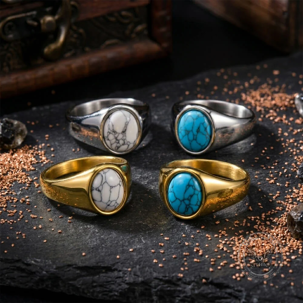 Stylish Turquoise Stainless Steel Simple Ring