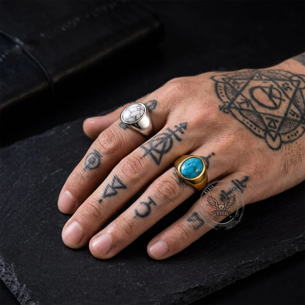 Stylish Turquoise Stainless Steel Simple Ring