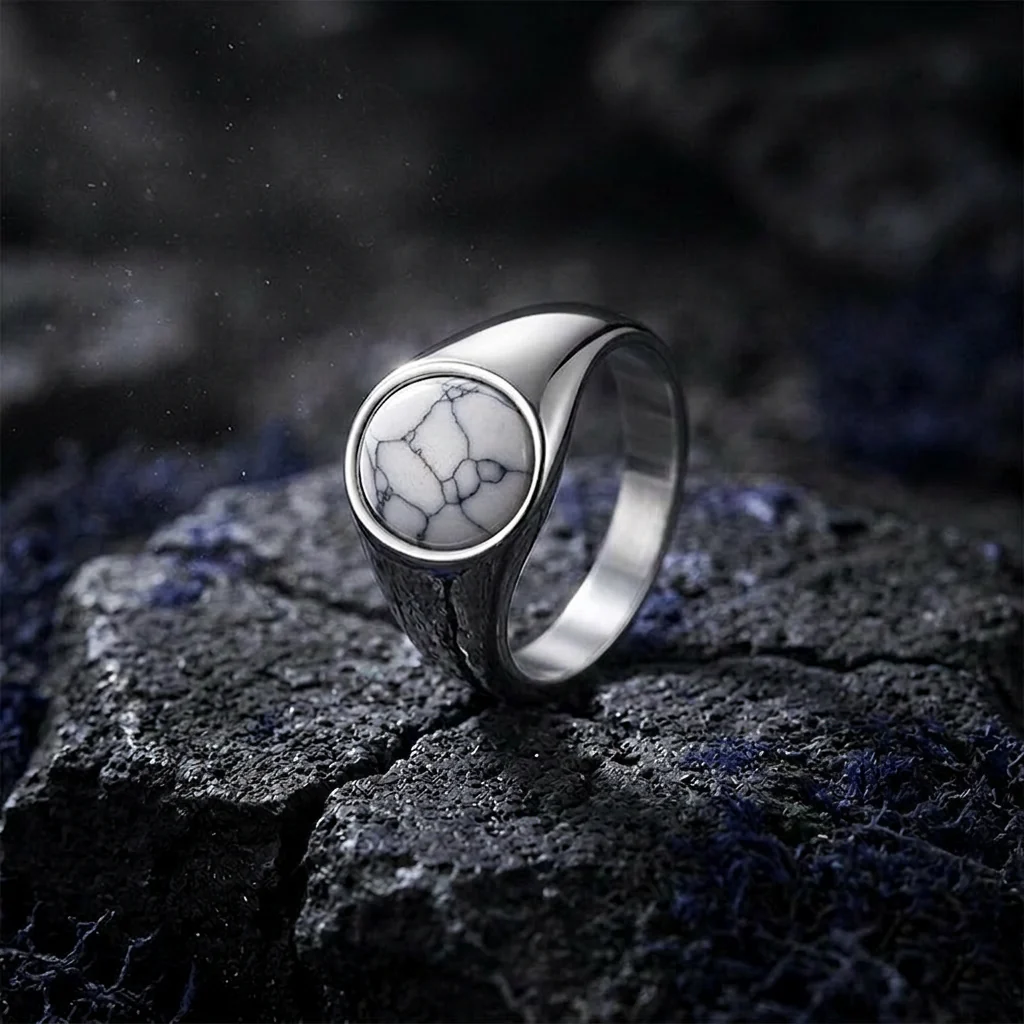 Stylish Turquoise Stainless Steel Simple Ring