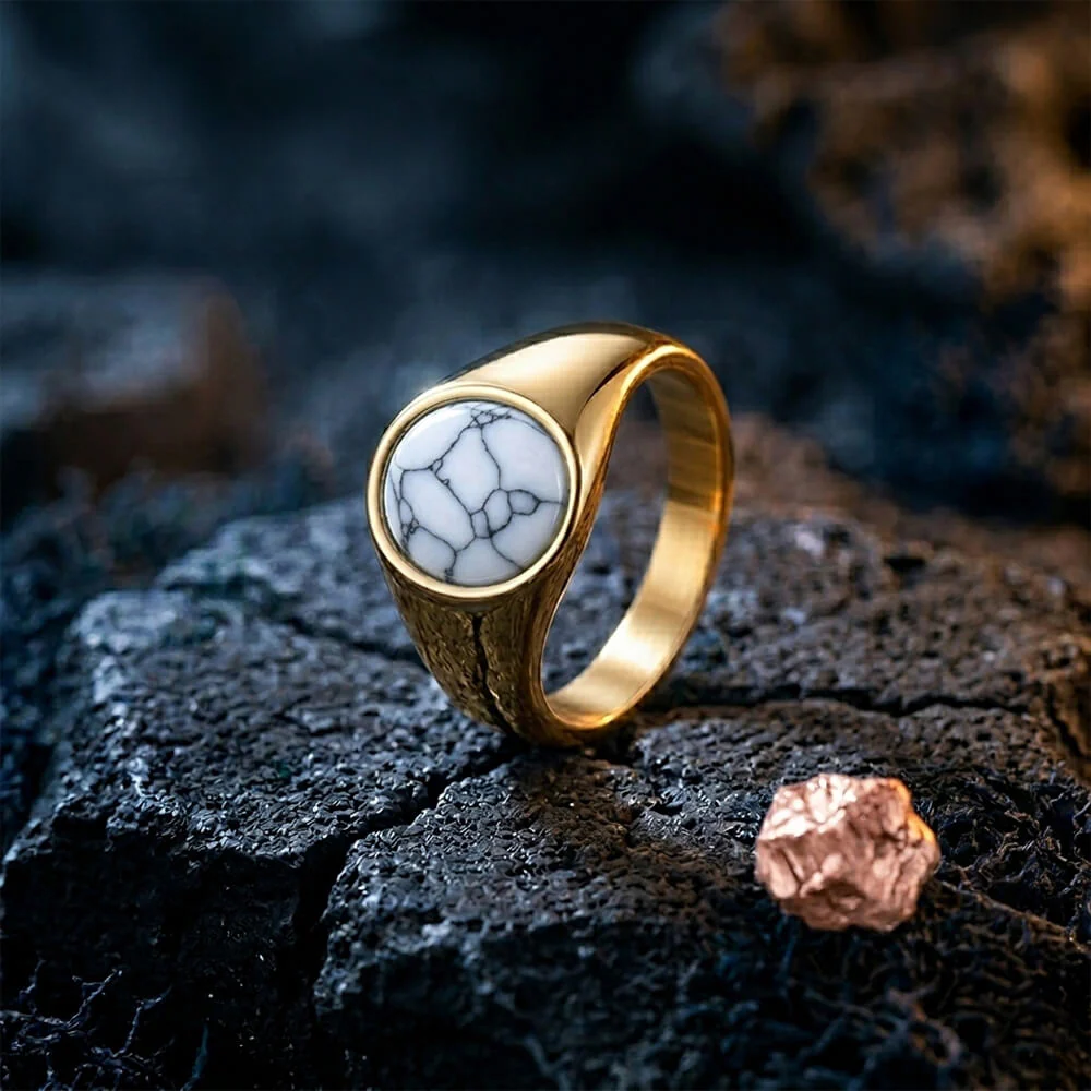 Stylish Turquoise Stainless Steel Simple Ring