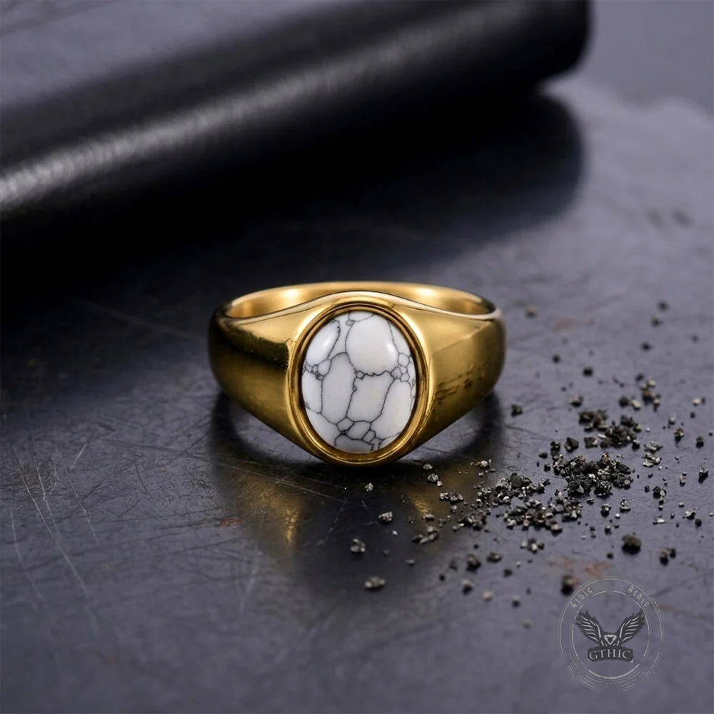 Stylish Turquoise Stainless Steel Simple Ring
