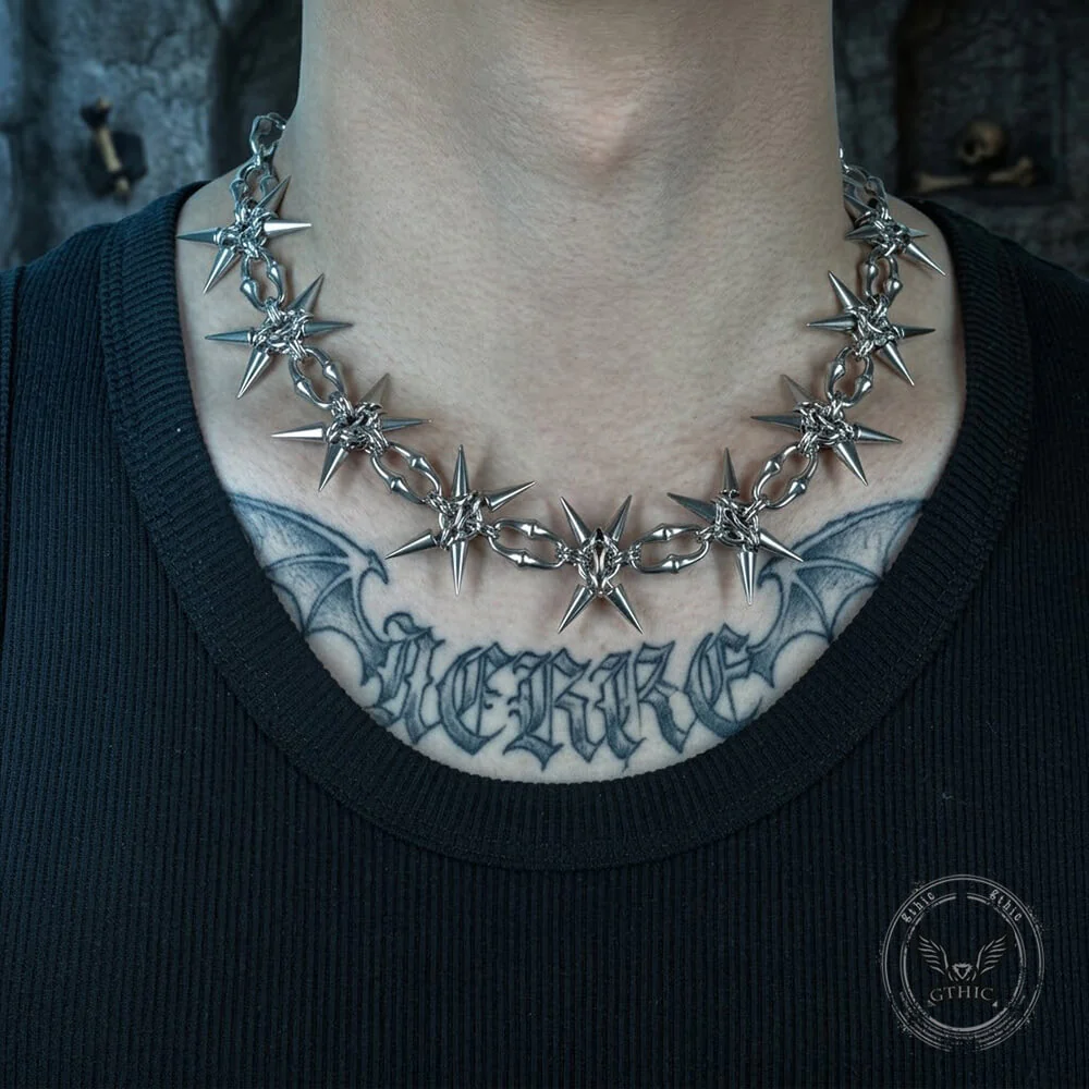 Punk Studded Stainless Steel Clavicle Necklace